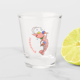 Kute happy shrimp, garnaal cartoon shot glas
