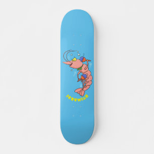 Kute happy shrimp, garnaal cartoon skateboard
