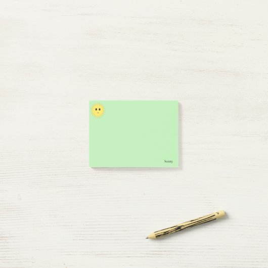Kute Happy Sun op lichte groene achtergrond Post-it® Notes (Op bureau)