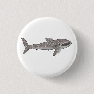 Kute happy whale shark haai ronde button 3,2 cm