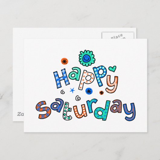 Kute Happy Zaterdag Week Greeting Text Expression Briefkaart (Voorkant / Achterkant)