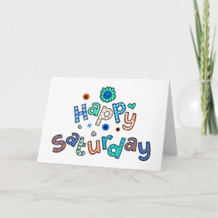 Kute Happy Zaterdag Week Greeting Text Expression Kaart