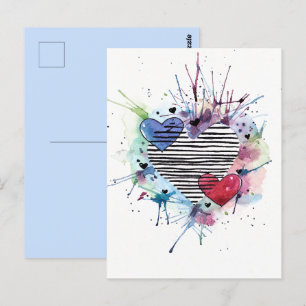 Kute hart en was in de Waterverf Briefkaart