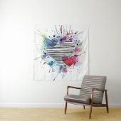 Kute hart en was in de Waterverf Wandkleed (In situ)