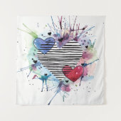 Kute hart en was in de Waterverf Wandkleed (Voorkant)