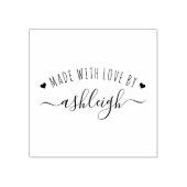 Kute harten en script gemaakt met liefde | Aangepa Rubberstempel (Afrduk)