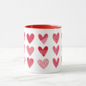 Kute harten in roze en rode tinten mok (Midden)