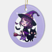 Kute heks met een zwarte kattenbak | keramisch ornament (Links)