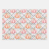 Kute Herfst Zachte roze en Oranje pompoenen Inpakpapier Vel (Voorkant 2)