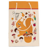 Kute herfsteekhoorn met aangepaste tekst medium cadeauzakje (Voorkant)