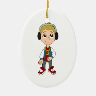 Kute hip hop kind cartoon sierman keramisch ornament