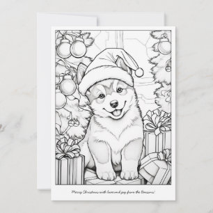 Kute Hond Kerstboom Kunst Kleurplaat Feestdagenkaart
