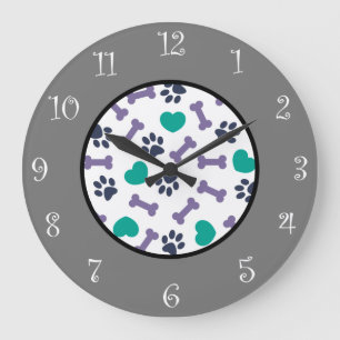 Kute honden en Botten thema wandsluiting Grote Klok