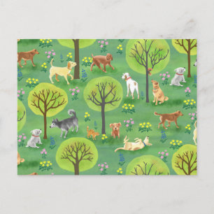 Kute honden in het Briefkaart van het Dog Park