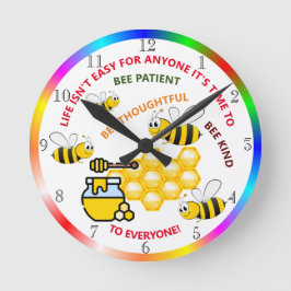 Kute Honey Bee, leuk design motivatie slogan Ronde Klok