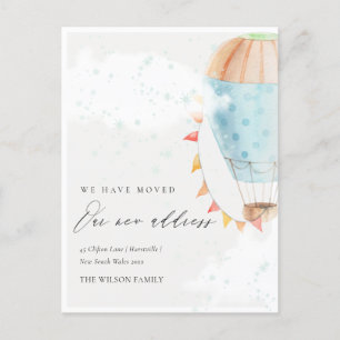 Kute Hot Air Ballon Clouds Stars We hebben verhuis Briefkaart