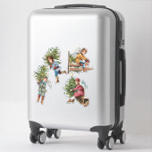 Kute  ijsSkating Angels met kerstbomen Sticker (Koffer)