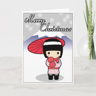 Kute Japanse kerstkaart Feestdagen Kaart