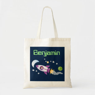 Kute jongen in de cartoon van raketten tote bag