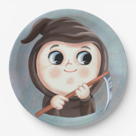 Kute jongen in een Dood Halloween kostuum Papieren Bordje