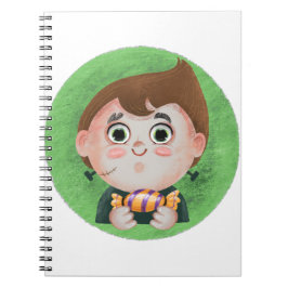 Kute jongen in een monster Halloween-kostuum Notitieboek