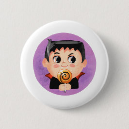Kute jongen in een vampier Halloween kostuum Ronde Button 5,7 Cm