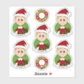 Kute jongen met kort blond Kerst sticker (Vel)
