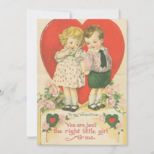 Kute jongen naar meisje Valentijn vintage Feestdagenkaart
