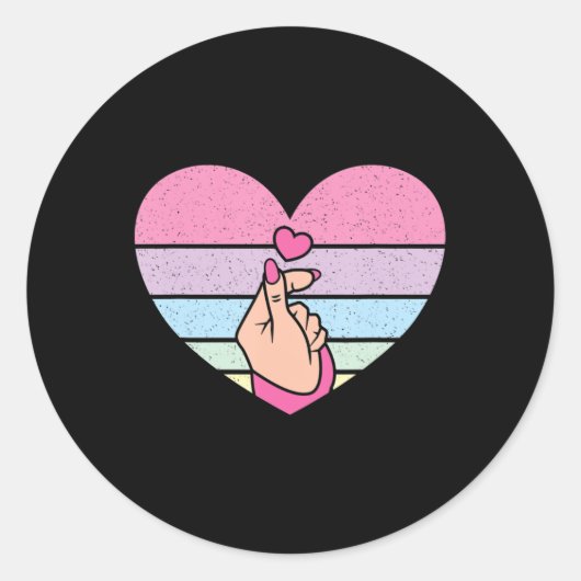 Kute K-Pop Music Retro Heart Anime Lover Kpop Ronde Sticker (Voorkant)