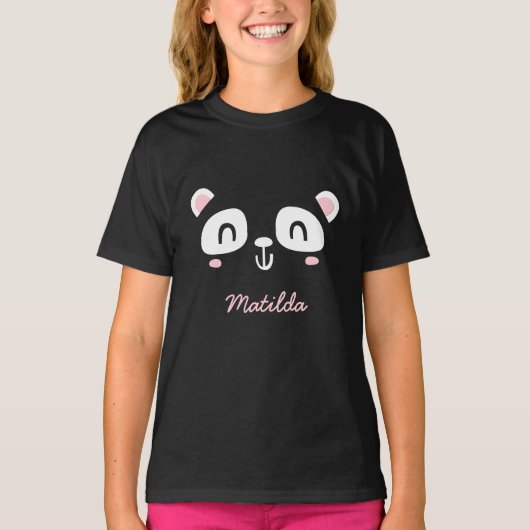 Kute karakter panda kinderdagkleding t-shirt (Voorkant)