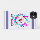 Kute Kat Face Hot Pink Blue Cat Fantasie Case-Mate iPhone Case (Achterkant (horizontaal))