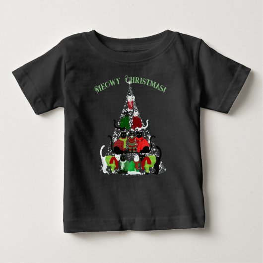 Kute Kat kerstboom T-shirt (Voorkant)