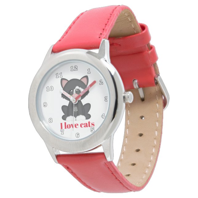 Kute-kattenliefhebbers voegen naam of bericht toe horloge (Gekanteld)