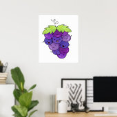 Kute Kawaii bunch of Grapes Poster (Thuiskantoor)