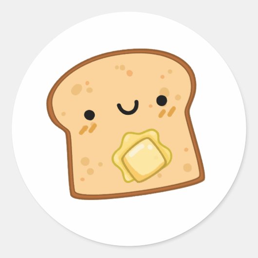 Kute Kawaii Butter Toast Ronde Sticker (Voorkant)