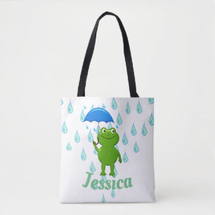 Kute Kawaii Frog en Regen Draagtas