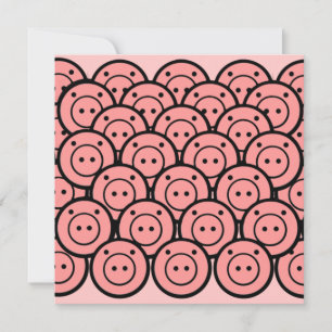 Kute Kawaii Roze Pigs & Piglets Patroonvectorkunst Kaart