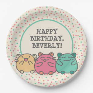 Kute Kawaii Style Cartoon Hamsters gepersonaliseer Papieren Bordje