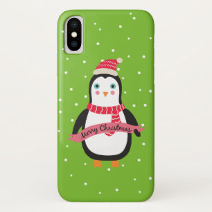 Kute kerst-pinguïn "Vrolijk kerstfeest" iPhone X Hoesje