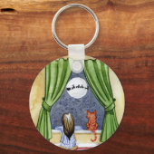 Kute kerstavond Waterverf Kat en Keukenkat Sleutelhanger (Voorkant)