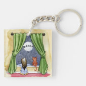 Kute kerstavond Waterverf Kat en Keukenkat Sleutelhanger (Achterkant)