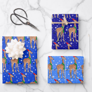 Kute kerstBaby Giraffe in een Santa Hat Inpakpapier Vel