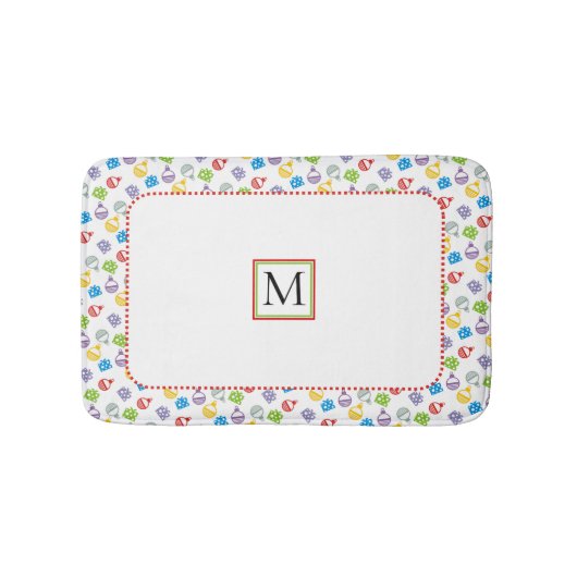 Kute kerstballen en cadeaumodelmonogram badmat (Voorkant)