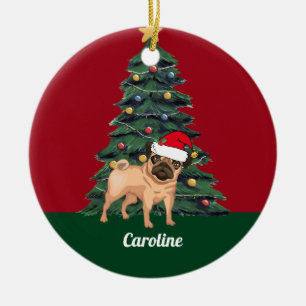 Kute kerstbek in Santa Hat Persoonlijk rood Keramisch Ornament