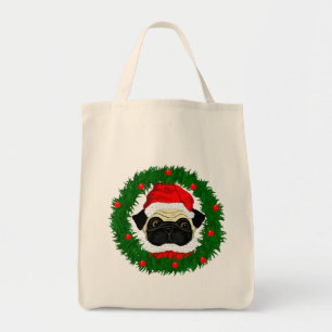 Kute kerstbeker Santa in Wreate Tote Bag