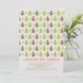 Kute kerstbomen en Polka Dots Party Invites Kaart (Staand voorkant)