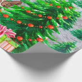 Kute kerstbomen Hond Wrapping Paper Cadeaupapier (Hoek)