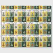 Kute kerstbomen Sage Green Custom Cadeaupapier (Vlak)
