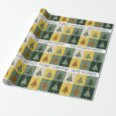 Kute kerstbomen Sage Green Custom Cadeaupapier (Uitgerold)