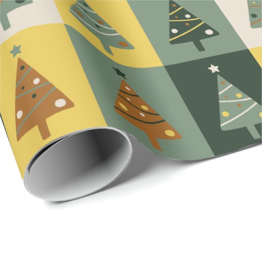 Kute kerstbomen Sage Green Custom Cadeaupapier (Rol Hoek)